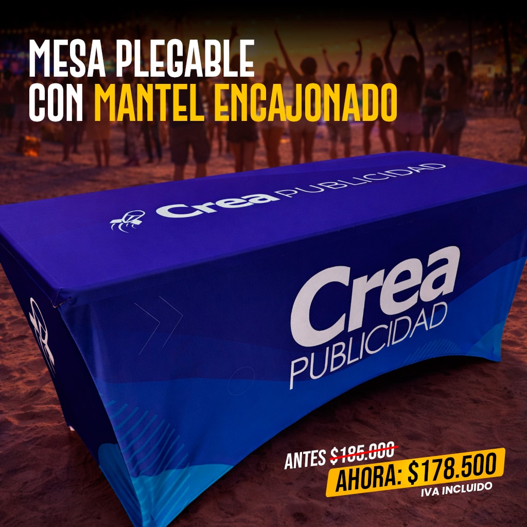 Punto de Venta - Mesa Plegable con Mantel Encajonado
